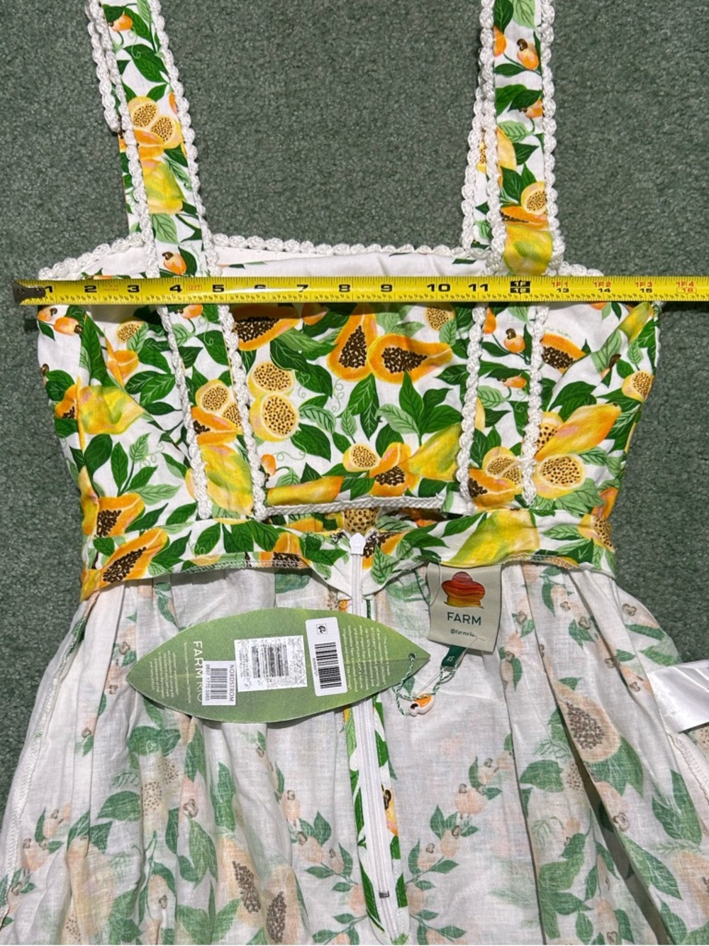 NWT FARM Rio Papaya Salad Scarf Off-White Knit Maxi Dress. Size XS - Picture 7 of 16